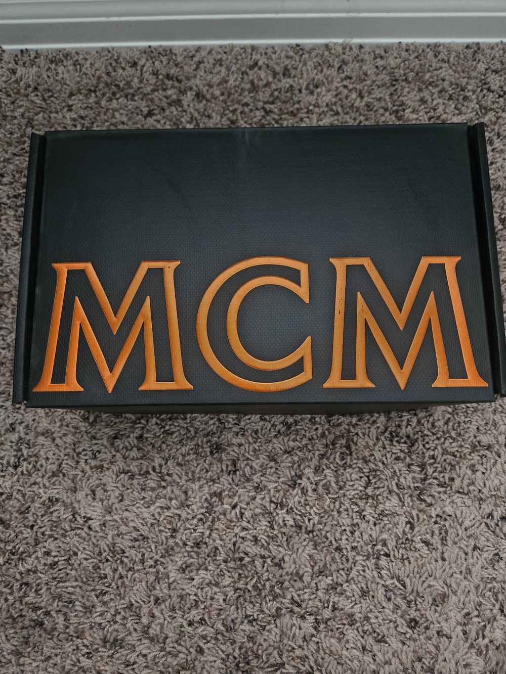 MCM Black & Orange Logo Slide Sandals - Picture 13 of 13